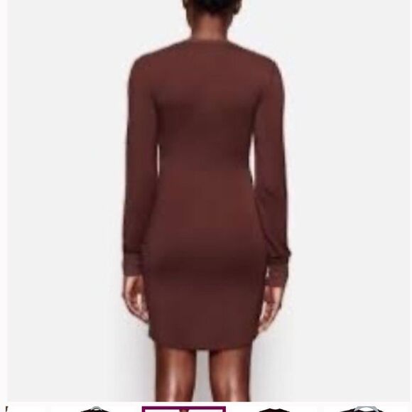 NWT SKIMS Sleep Henley Dress Cocoa Womens XS - Picture 2 of 3